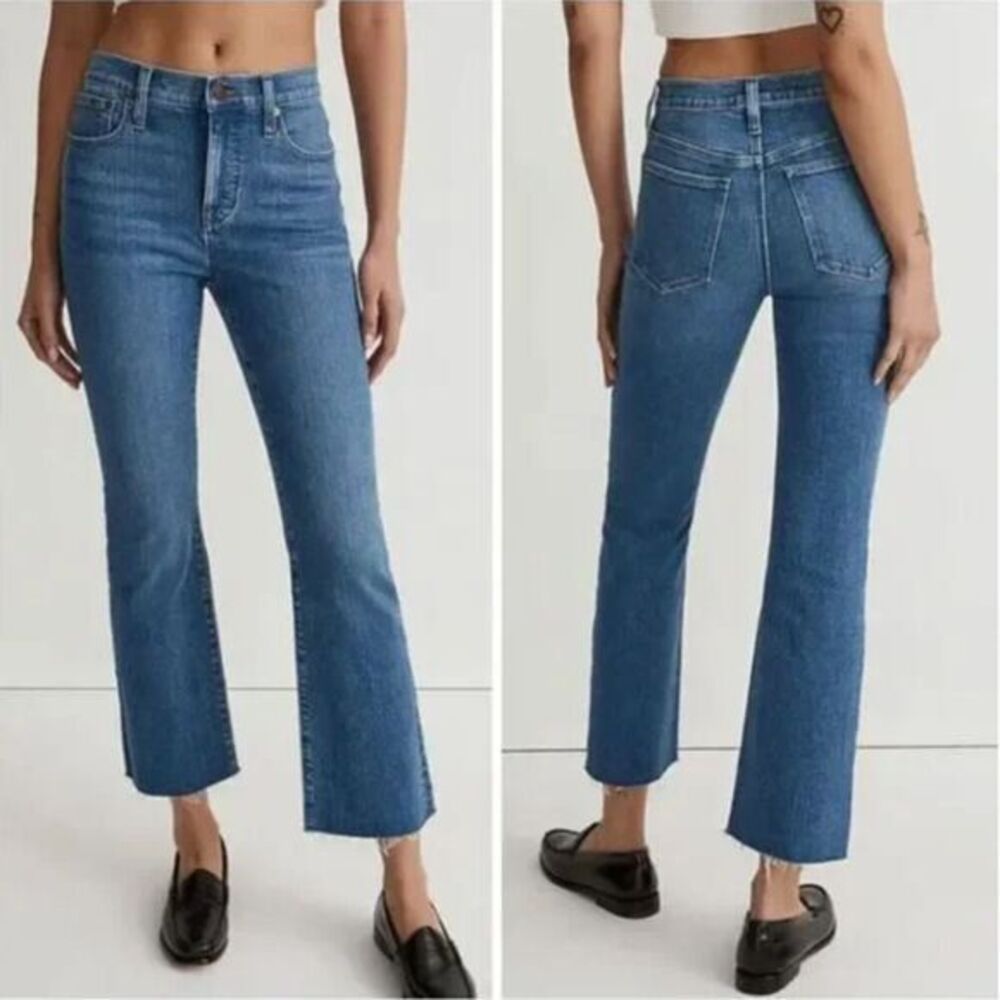 NEW Madewell Kick Out Crop Jeans in Cherryville Wash: Raw-Hem Edition, 33